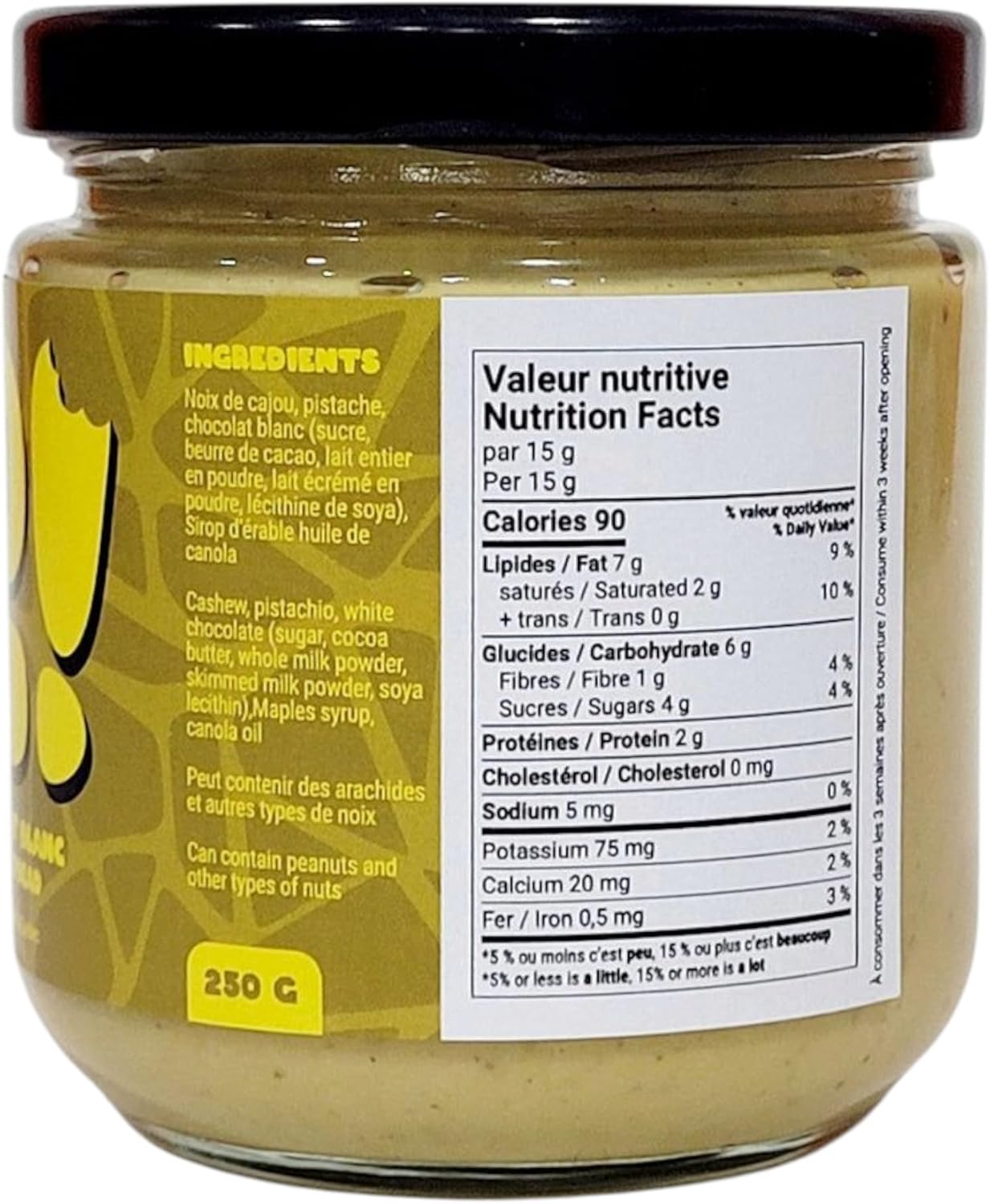 Yolo White Chocolate and Pistachio Spread, Preservative-Free, Made in Quebec