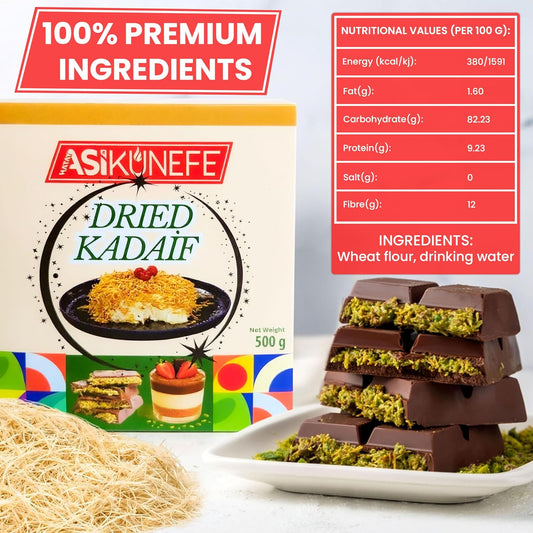 ASI Kataifi Shredded Fillo Dough, Dried Chopped Kataifi for Dubai Chocolate, Kataifi Pastry for Desserts and Sweet Treats/500gr(1.1lb)