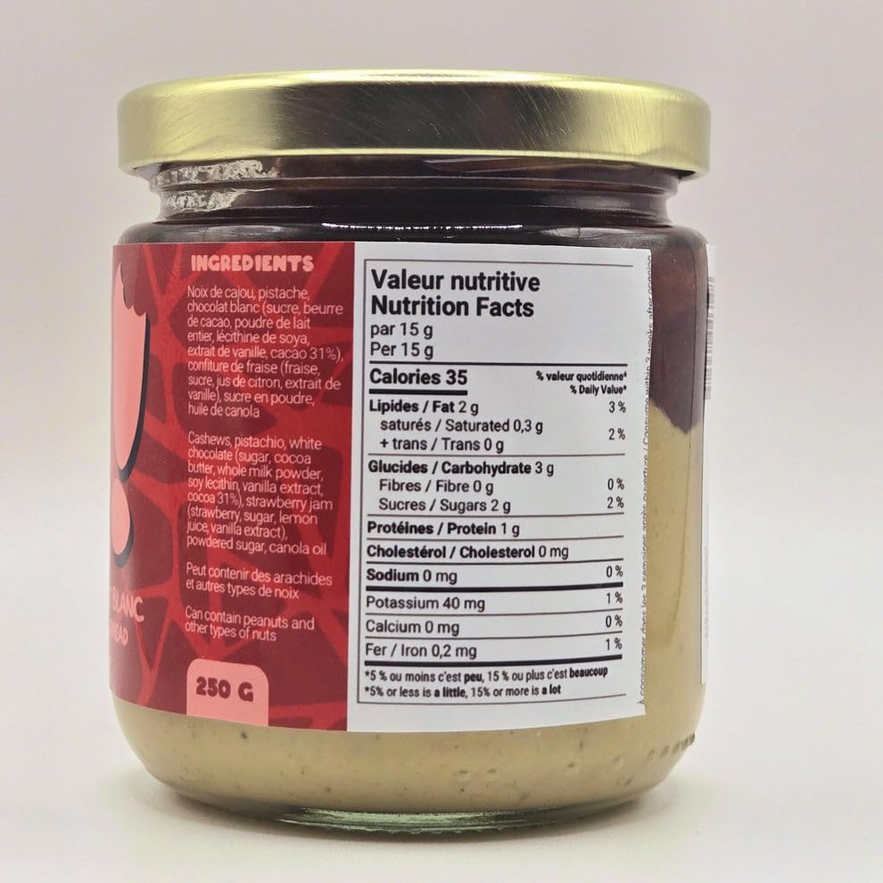 Yolo Pistachio, Strawberry and White Chocolate Spread, Preservative-Free, Made in Quebec
