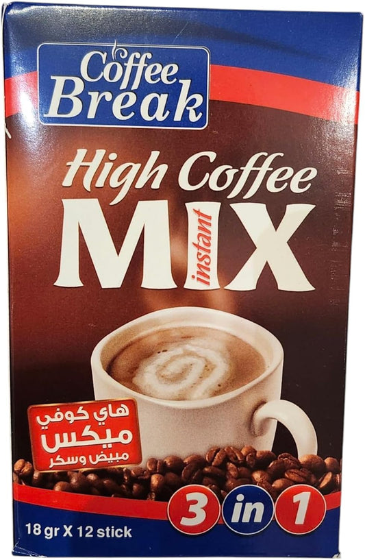 Coffee Break High Coffee Mix, 3-in-1 Instant Coffee, 18g x 12 Sticks