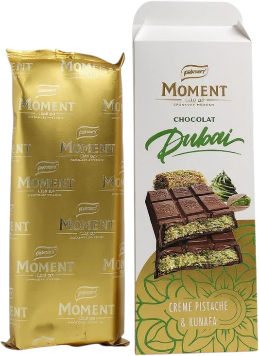 Moment Dubai Chocolate, Crème Pistache & Kunafa, Premium Middle Eastern Chocolate Bar