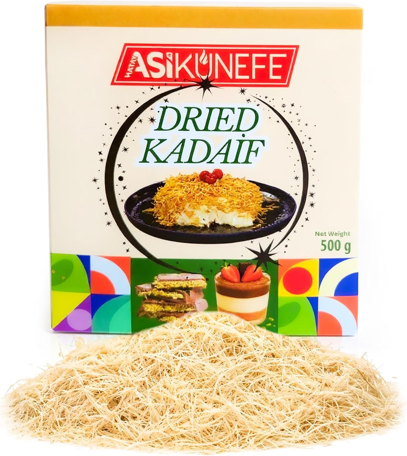 ASI Kataifi Shredded Fillo Dough, Dried Chopped Kataifi for Dubai Chocolate, Kataifi Pastry for Desserts and Sweet Treats/500gr(1.1lb)