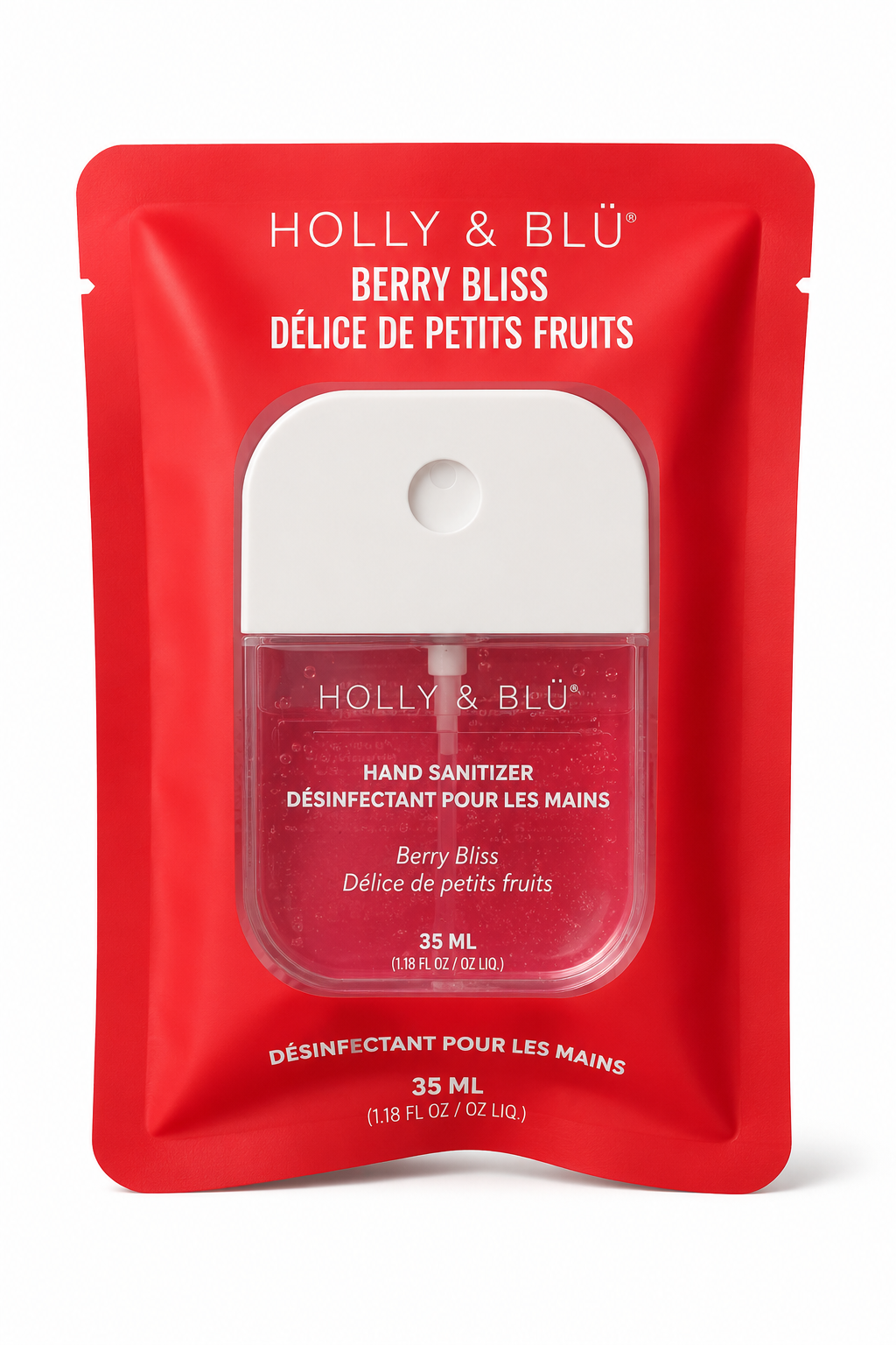 Holly & Blü Berry Bliss Hand Sanitizer Spray, Moisturizing Formula, Travel Size, 35 mL