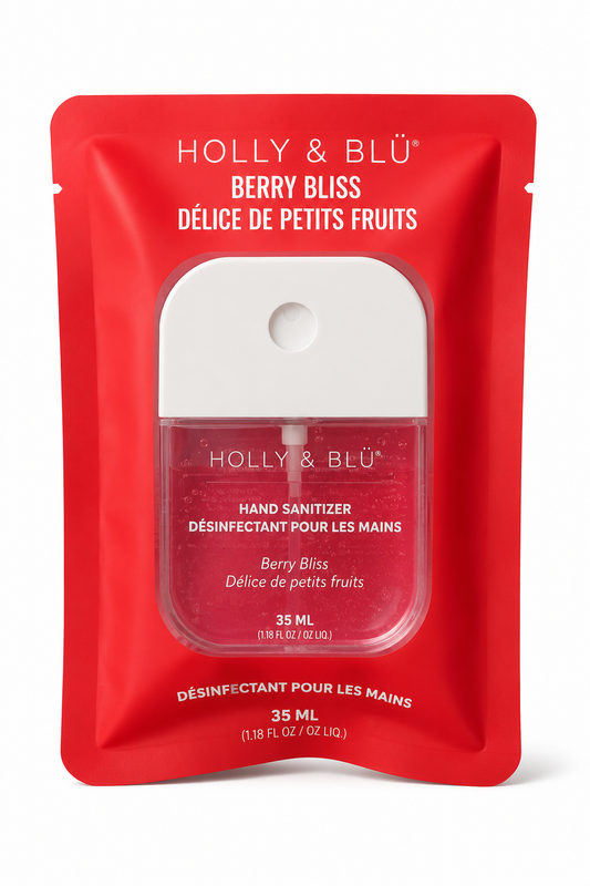 Holly & Blü Berry Bliss Hand Sanitizer Spray, Moisturizing Formula, Travel Size, 35 mL
